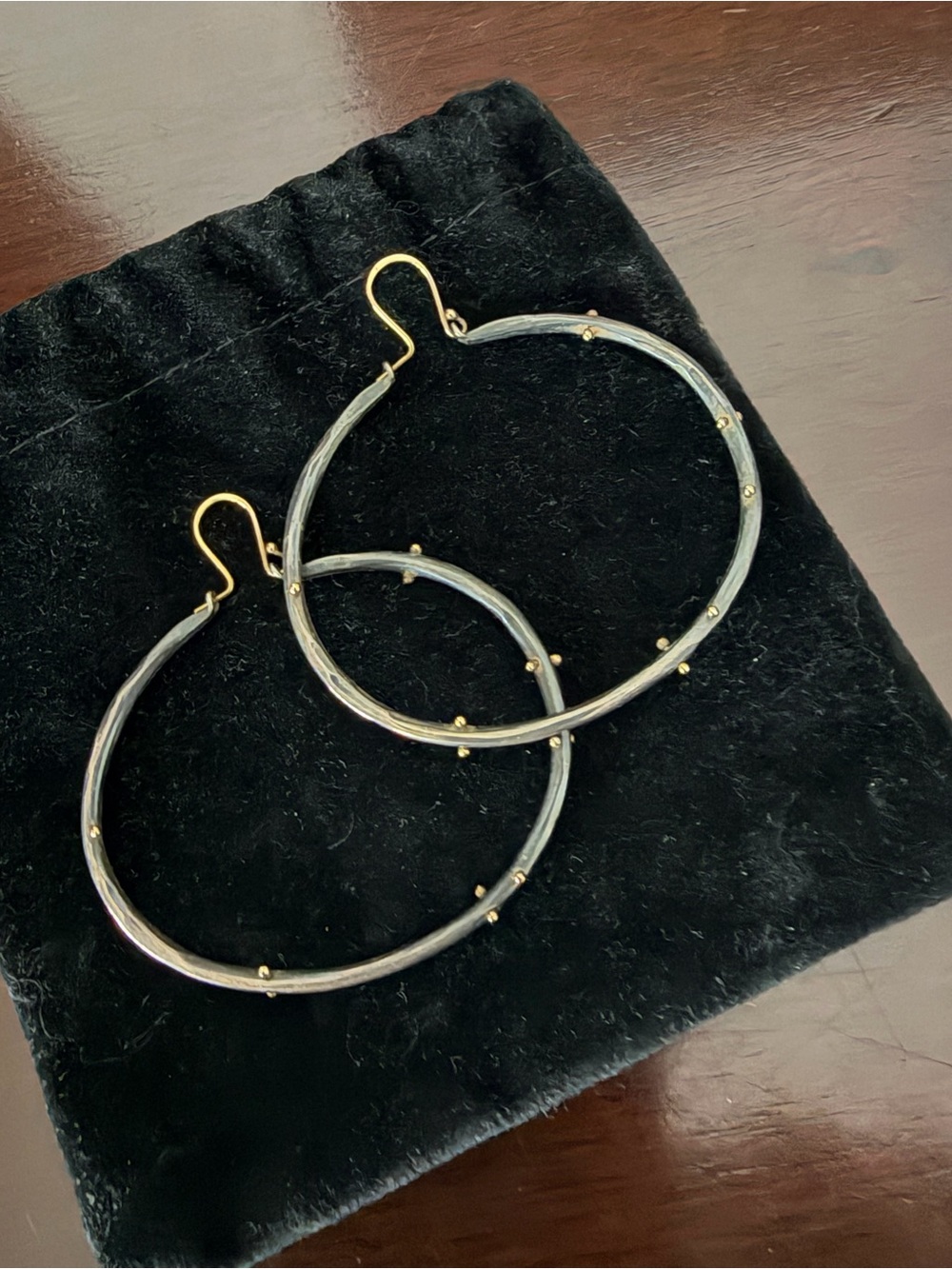 Handcrafted Two-Tone Hoop Earrings - Black and Gold